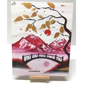 RESERVED!🚨8x10 Acrylic Painting By Me- Red Gold🧧